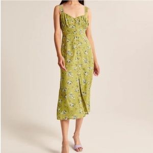 NWT Abercrombie & Fitch Green Floral Midi Dress
